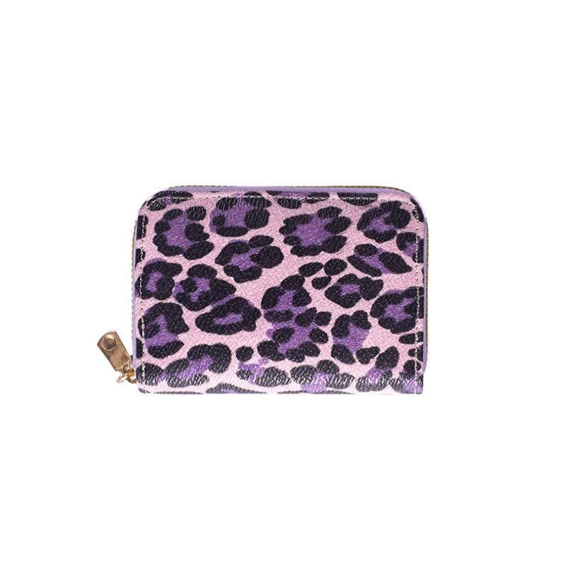 RFID Anti-theft Leopard Print Women's Accordion Card Holder with Zipper Coin Purse and Large Multi-card Capacity