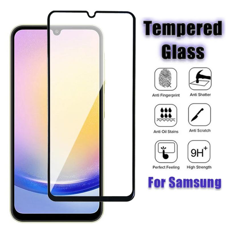 

Полное покрытие закаленное стекло для Samsung Galaxy A05S A15 A25 A04S A14 A24 A34 A54 A23 A33 A53 A73 A13 A32 A52 M33 M53 5G 4G Защитная пленка для экрана For Samsung Galaxy A25 5G чёрный