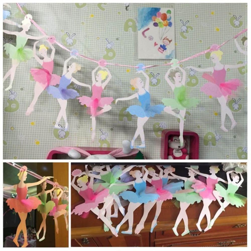 Supplies Paper Bunting Ballet Girl Flags Banner Ballerina Paper Flags Birthday Party Decoration
