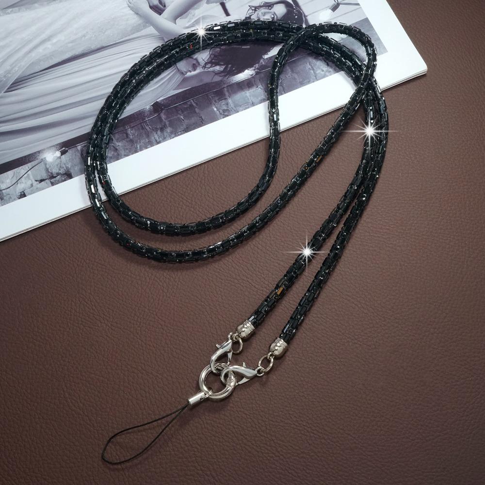 

Блестящий Стразы Шнурок для телефона Яркая Цепочка-ремешок для чехла телефона Аксессуары для телефона чёрный