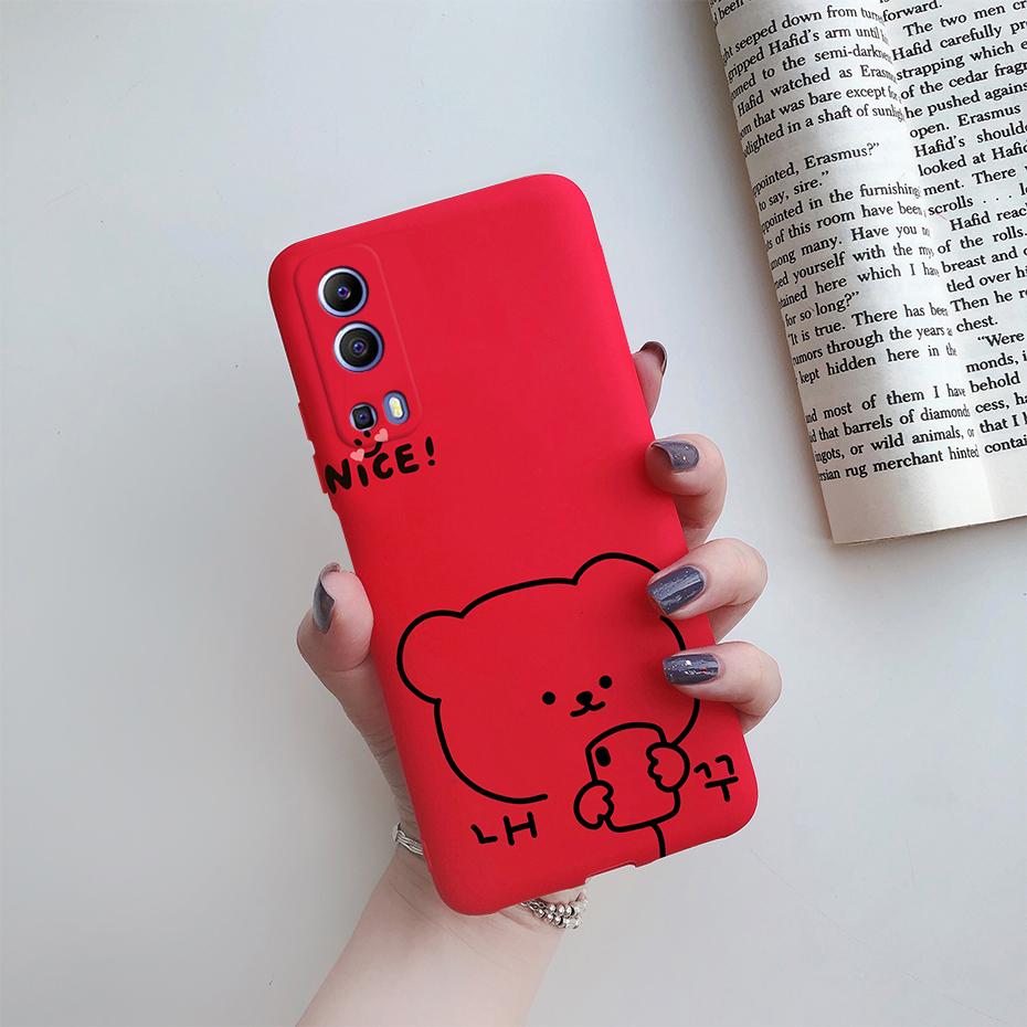 For vivo Y72 5G Case Soft TPU Silicone Cute Cartoon Shell Phone Back Cover for vivo Y72 5G V2041 Case Fundas Coque Etui Bumper