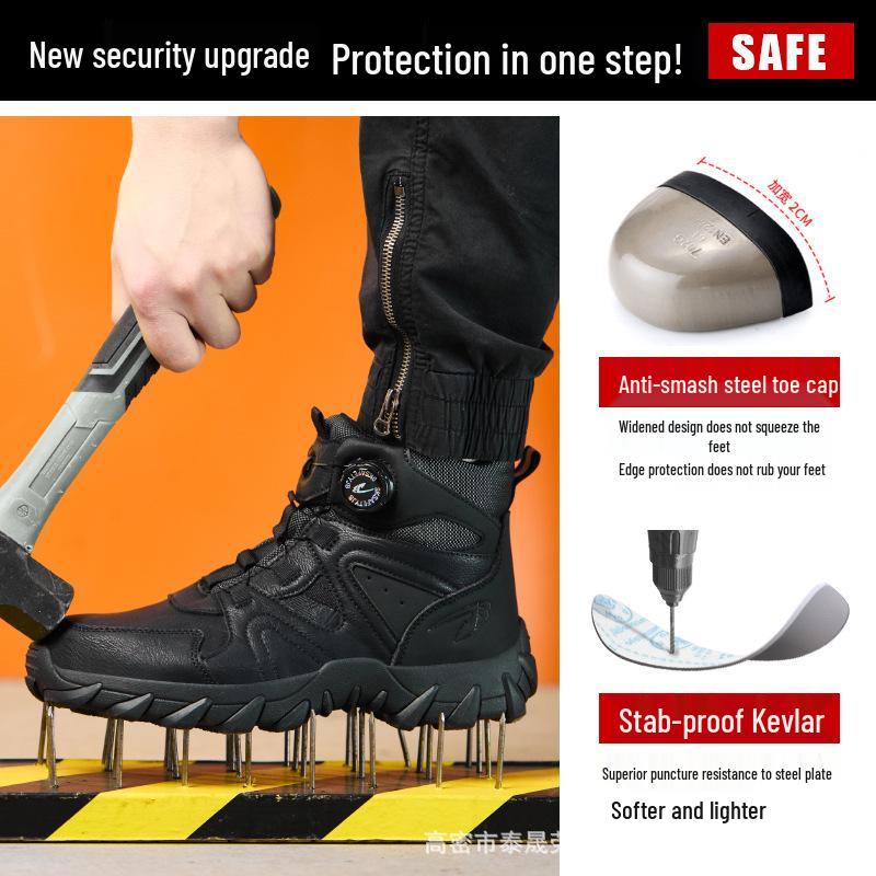 Steel Toe Men's Work Boots: Anti-Smash, Anti-Puncture, Lightweight, Comfortable, Safety High-Top