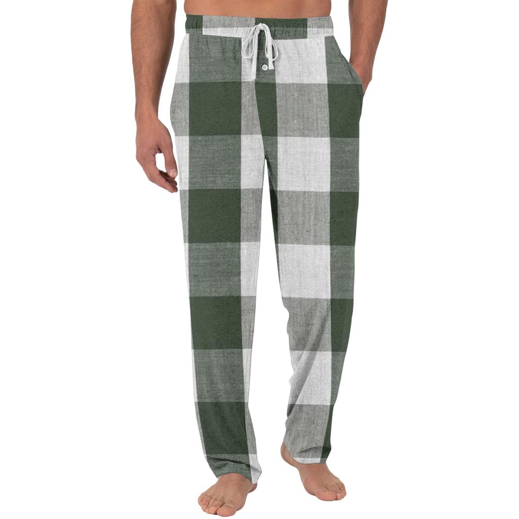 Herren Freizeit Pyjamahose mit Taschen | Einfarbig Gestreift Kariert Bedruckt Lockerer Schnitt Elastischer Bund für Zuhause