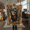 Rottweiler und Blätter, Muster Flanelldecke, Hohe Qualität, Bequem für alle Jahreszeiten, Heimdekoration, Wärme und Komfort, Perfekt für Geschenke.
