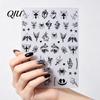 Self Adhesive Nail Decorations Halloween Art Stickers, 3D Embossed Skeleton Hand Pumpkin Bat DIY Home Manicure Tools Black Decals,
