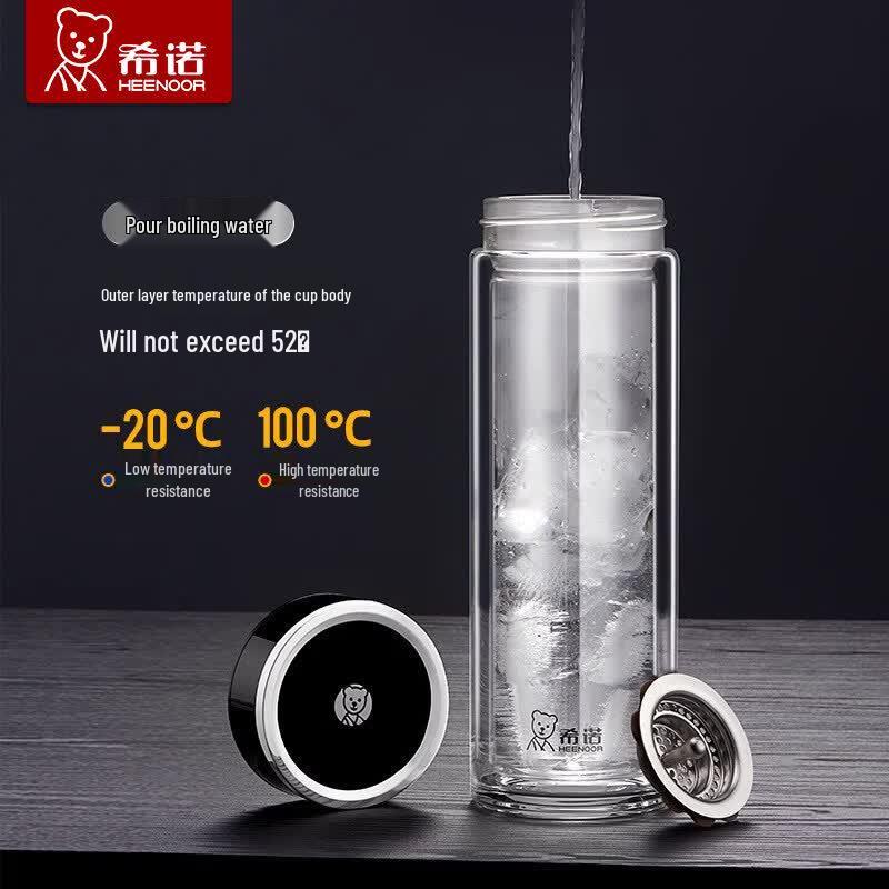 HEENOOR XN-7075 Double Wall Portable Glass Mug