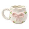 Unique Handcrafted Ceramic Coffee Mug With Bows Accent Water Drinking Cup Kitchen Dining Decoration For Daily Use