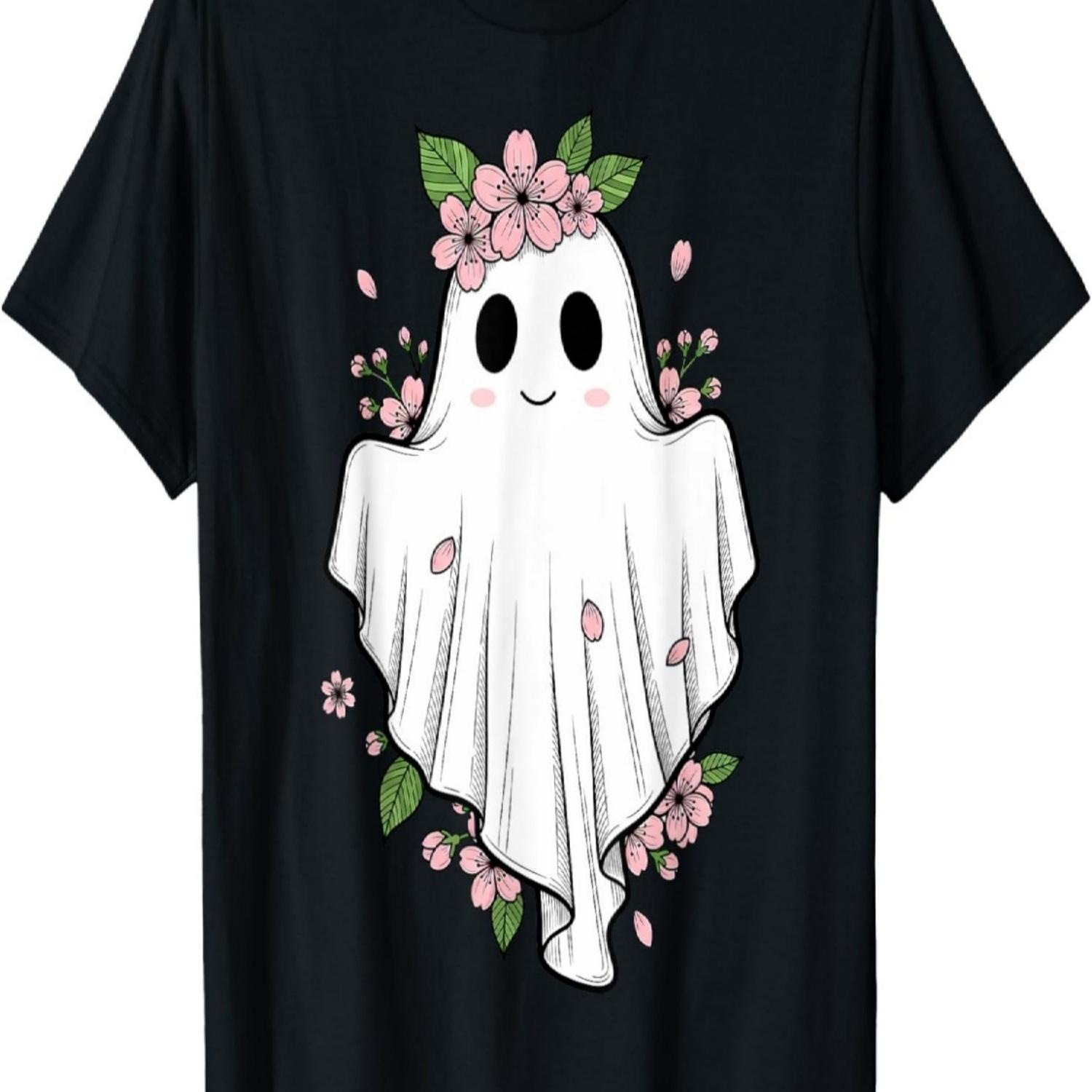 

Halloween Floral Ghost Lazy Costume Cherry Blossoms Girls T-Shirt S чёрный