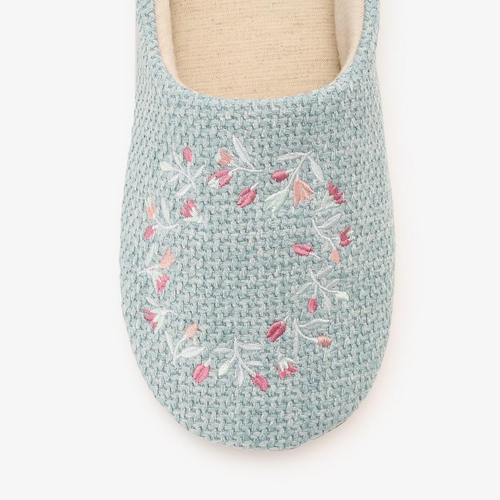 Afternoon Tea Living JL07 Embroidered Babouche Blue Slippers,