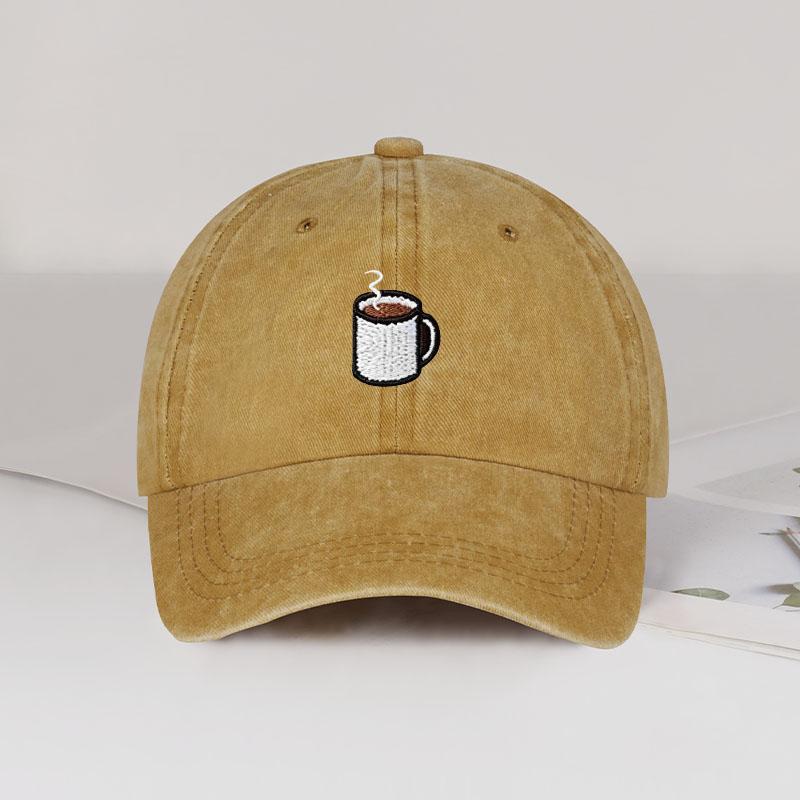 Berretto da Baseball Lavato con Ricamo di Tazza da Caffè – Cappello Solare Unisex Regolabile per Amanti del Caffè, Perfetto per Corsa e Pesca