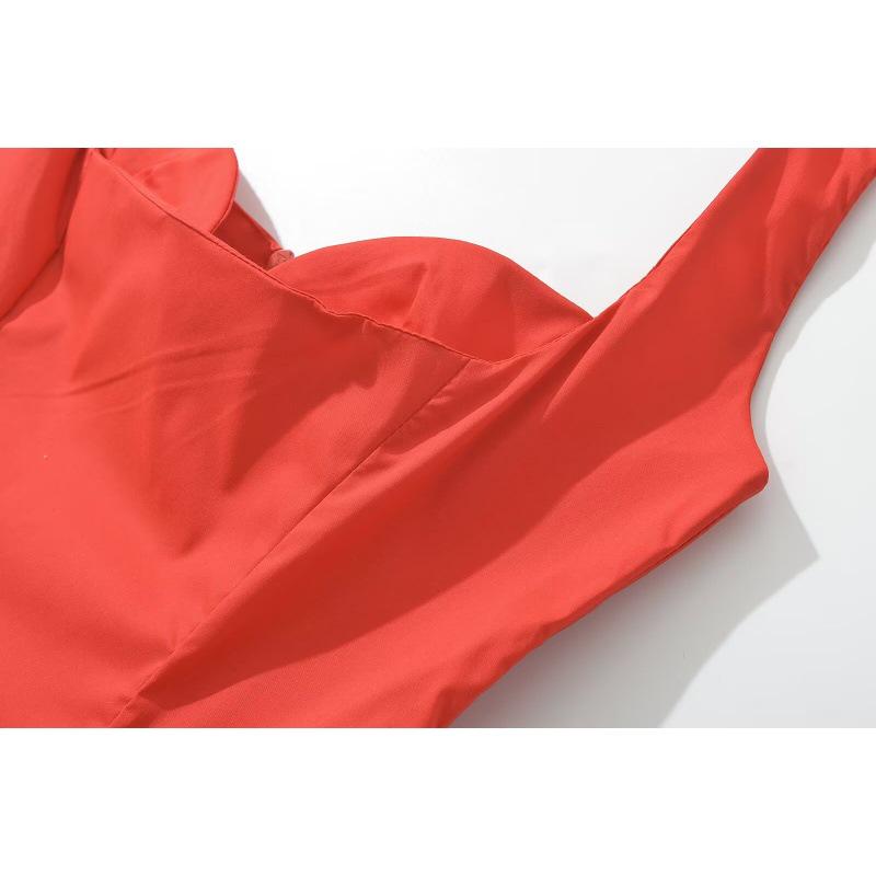 European & American Style 2025 Autumn Solid Color Slim Fit Mini Skirt with Spaghetti Straps & Waist-cinching Design