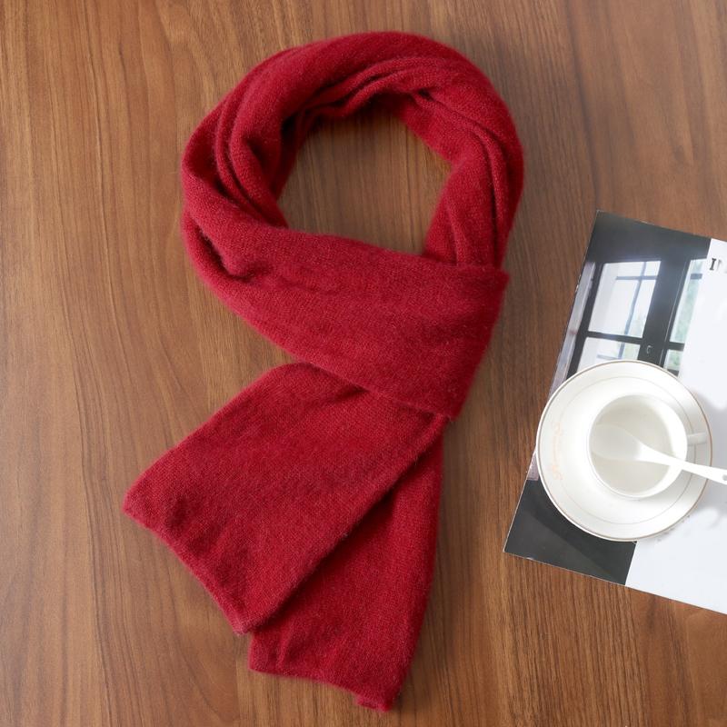 100% Wool Knitted Long Scarf For Women Winter Autumn Soft Warm Solid Luxury Cashmere Shawls Neck Protect Scarves Men 170cmx11cm