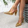 Women's shoes gold high heels sandals party special-shaped heel fashion pointed metal chain simple buckle high heels