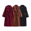 2024 Winter Women's European & American Style Double-Breasted Long Coat with Belt