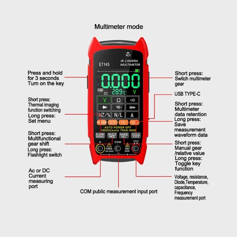 ET14S Thermal Imaging Device Multimeter 2 in 1 Thermal Imager 2.8inch Screenfor Accurate Measurements Home Appliance
