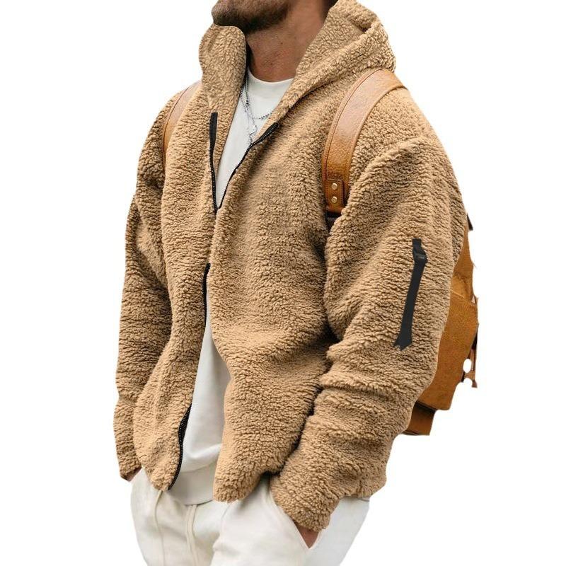 Herbst und Winter Neue Herren Doppelseitig Warme Kapuzen-Hauskleidung Sweatshirt Reißverschlussjacke