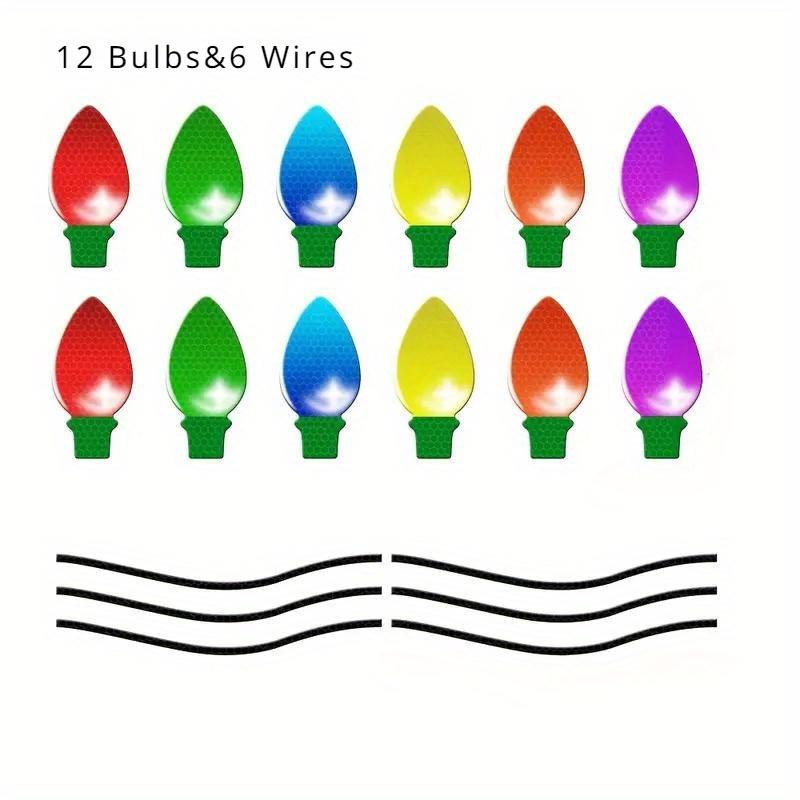 

1 комплект рождественских украшений, рождественские лампочки в форме светоотражающих магнитных наклеек, украшение для автомобиля, наклейка на мотоцикл 12pcs bulbs&6pcs wires