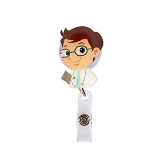 Cartoon Nurse Doctor Retractable Reel ID Badge Label Name Card Tag Clip