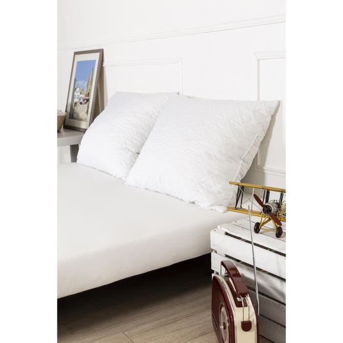 Oreiller - Grand Confort - Lot de 2 - Mousse Mémoire de Forme - 60x70 cm - Tissu Matelassé