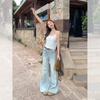 Sweet Bow Lace Suspender Vest Women's Early Autumn New Polka Dot Print Thin Shoulder Strap Top