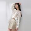 SanCai Lyocell Embroidered Loose Long Sleeve Blouse