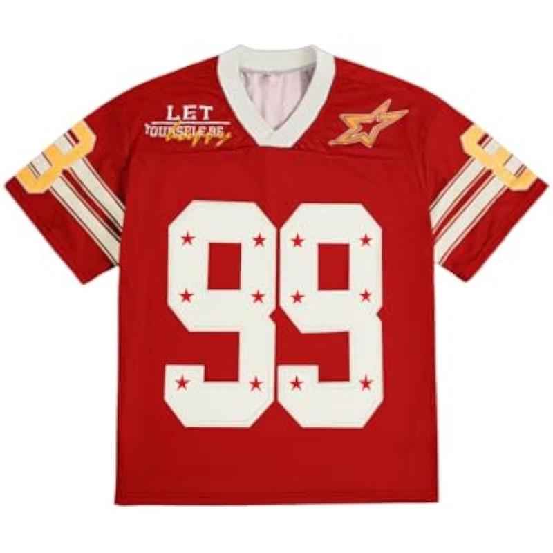 Mens Jersey Y2k Baggy Shirts Graphic Tees Oversized V Neck Tshirts Summer Tops