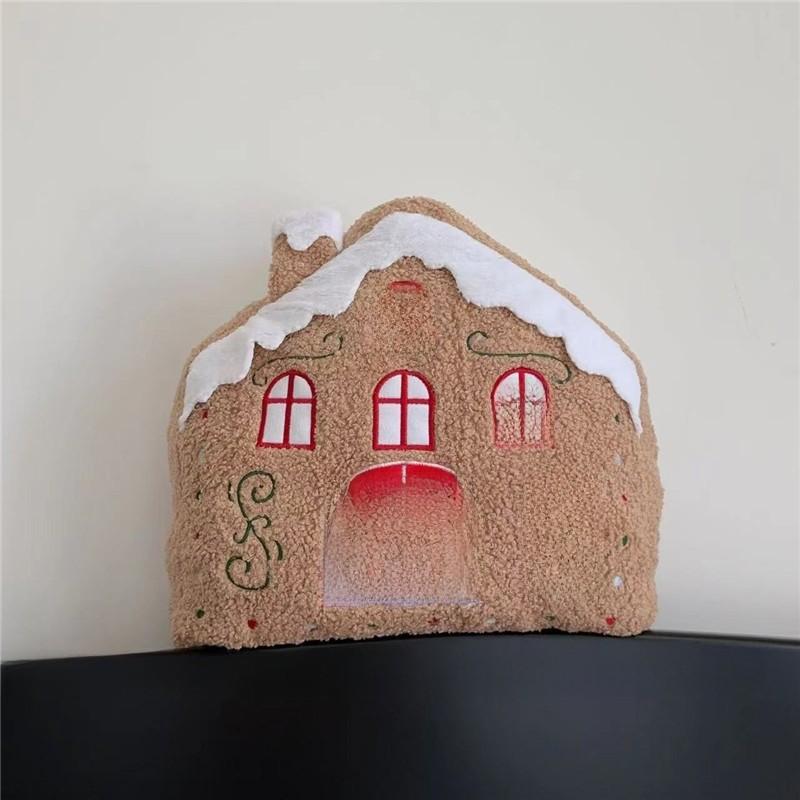 Christmas House Shape Plush Toy Doll Bedroom Dormitory Headrest Cartoon Gift