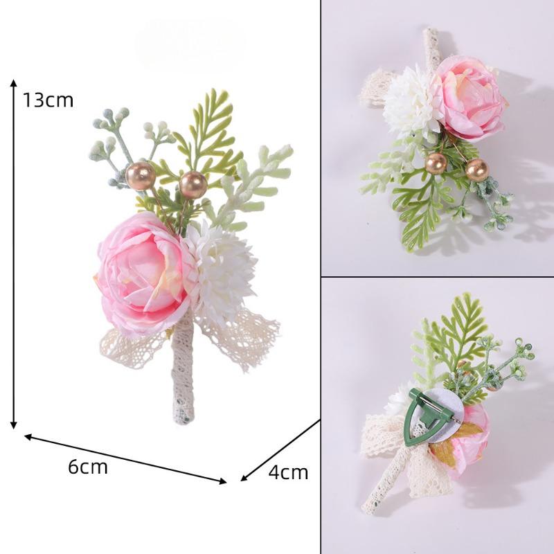 Bride Bridesmaid Brooch Wrist Flower Artificial Rose Brooch Opening Ceremony Sister Lapel