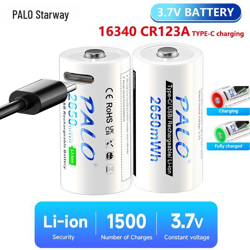 PALO Type-C Rechargeable CR123A 3.7V 16340 Lithium Battery for Fuji Instax mini25