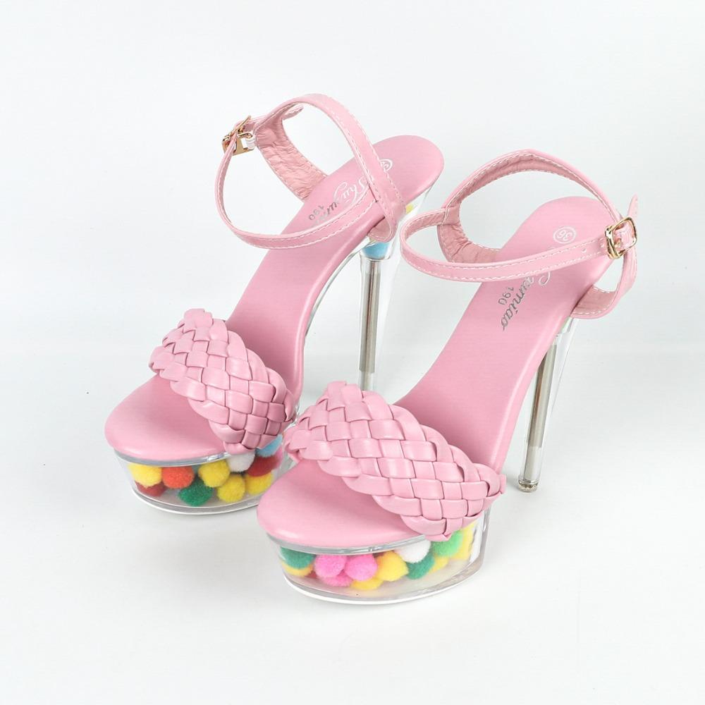 Fashion 15CM Sexy Waterproof Platform Transparent Crystal High Heels Wedding Bridal Ballroom Stiletto Shoes Multi-Color 34-43cm
