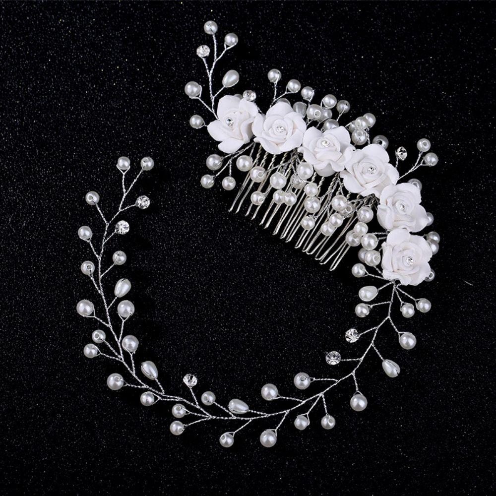 Fashion Pearl Hair Comb Vintage Flower Hair Comb Bridal Hair Accessories Engagement Party