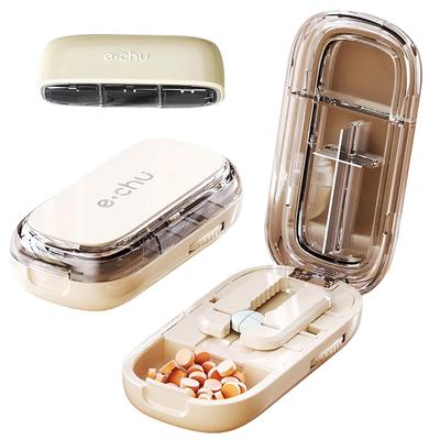 Gesundheitspillen-Etui Viertel-Tablettenteiler Aufbewahrungsbox Tragbar Tabletten-Medikamenten-Staubdichter Teiler für Kleine und Große Pillen
