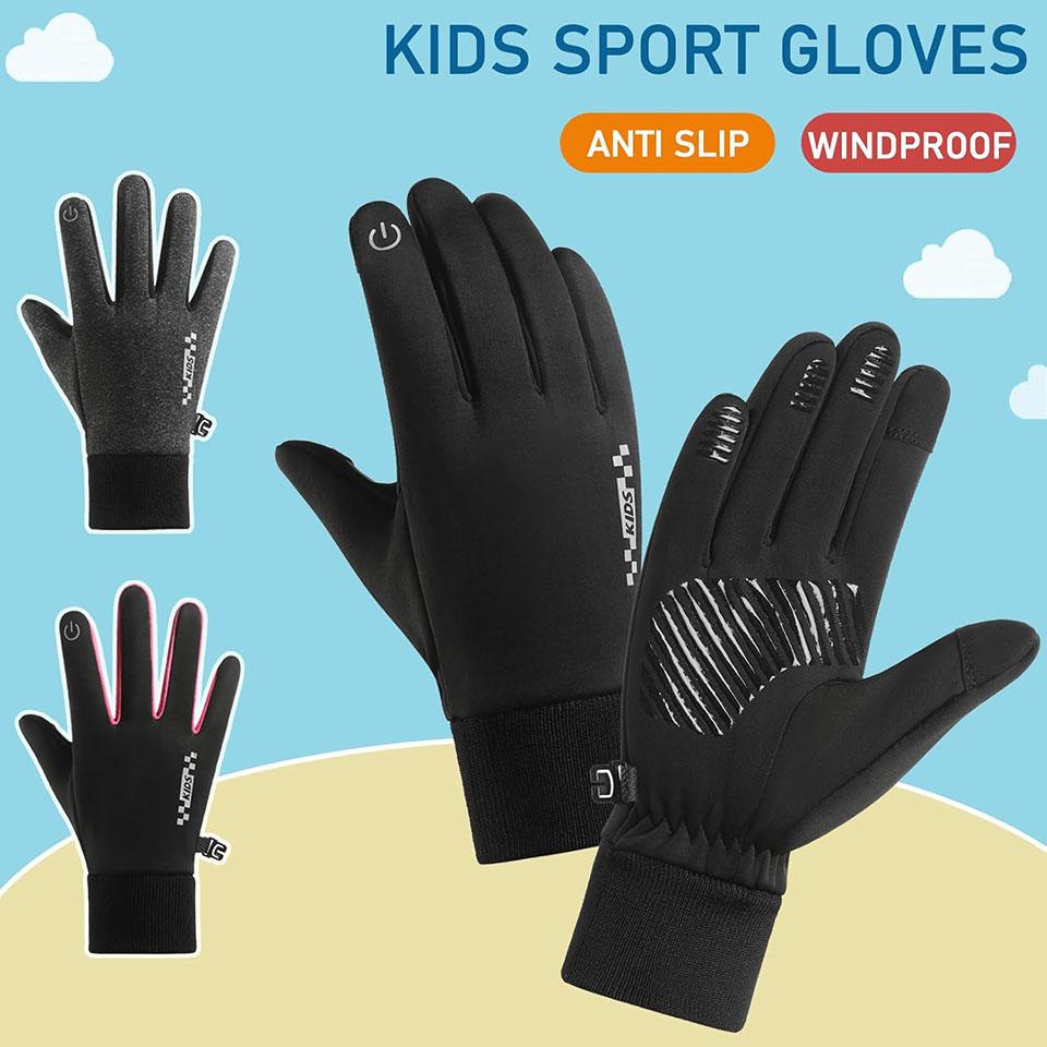 Loogdeel Touchscreen Outdoor Radsport Sport Warm Winter Laufen Ski Winddicht Wasserdicht Handschuhe Jungen Mädchen Kinderhandschuhe