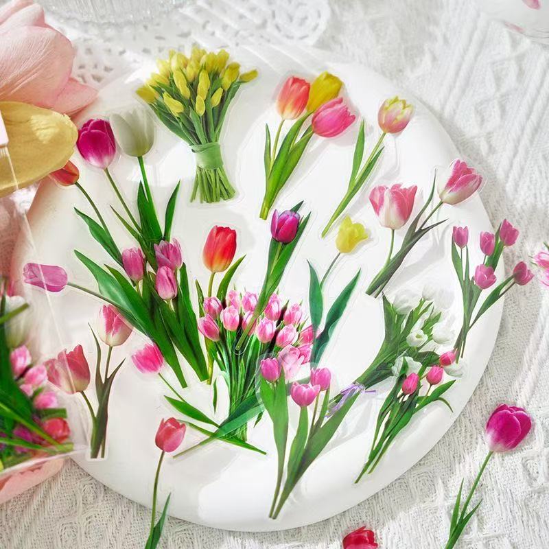 Office School Supplies PET Sticker Pack Flower Romance Series Creativ and Plant Handbook DIY Material Stickers 40 Sheets Kawai
