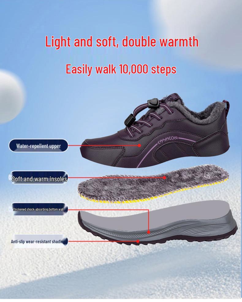 Men's Winter Fleece-Lined Non-Slip Sports Shoes: Warm, Comfortable, Casual Footwear for Middle-Aged and Elderly Men