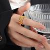 Grid Hollow Baroque 18k Gold Czech Crystal Ring, Colorfast Titanium Stainless Steel, Retro Niche Design for Women