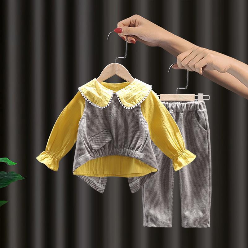 

Trendy 2025 Plaid Three-Piece Set for Girls - Fashionable Spring/Autumn Long-Sleeved Outfit 100