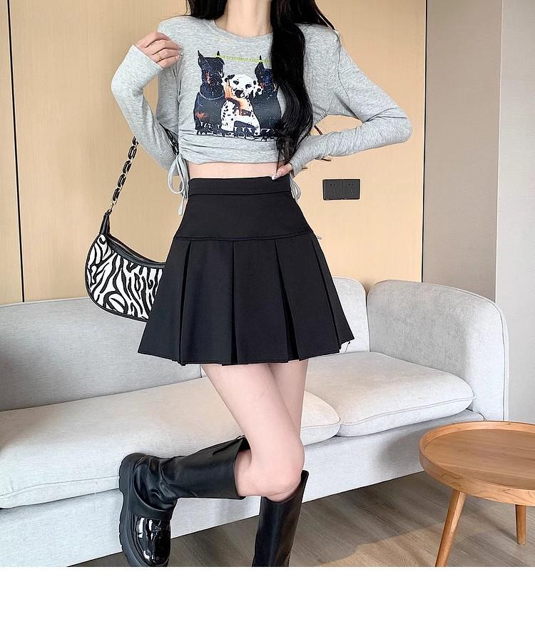 2024 Fashion High Waist Black Pleated A-line Mini Skirt for Women - Spring, Summer, Autumn