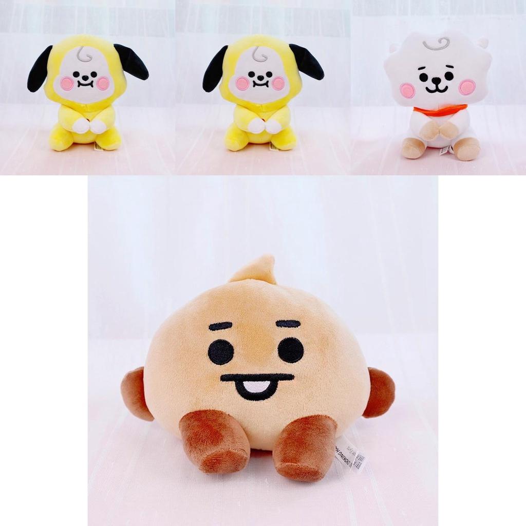 Adorable Kpop Bts Bt21 Seated Doll Plush Toy Collection Featuring Tata Cooky Chimmy Koya Shooky Mang