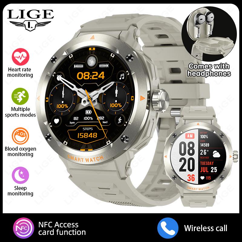 

New Men NFC Smart Watch 1.46 inch Bluetooth Call Health Monitoring Alarm Clock Fashion Watch Men Women Holiday Gift сірий