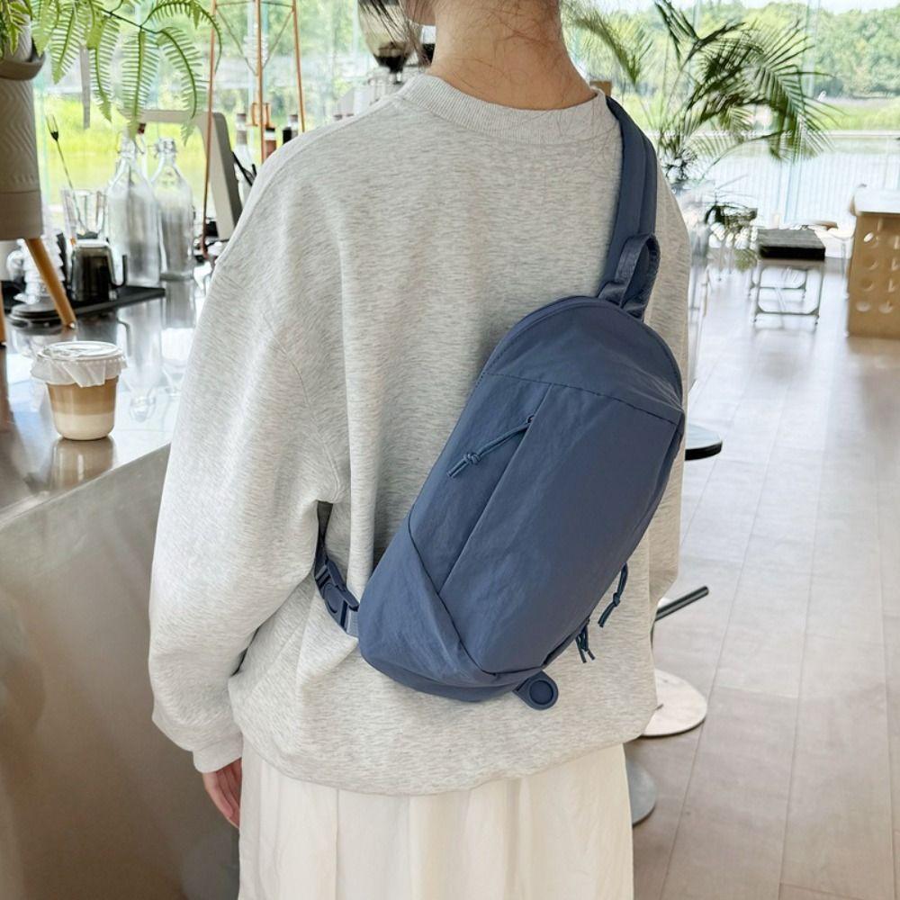 Large Capacity Nylon Shoulder Bag Solid Color Outdoor Chest Bag Sports Crossbody Bag Female