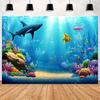 Underwater World Background Decor, Sea Background Banner, Seashell Decorations, Dolphins, Turtles, Underwater Photography Props3435