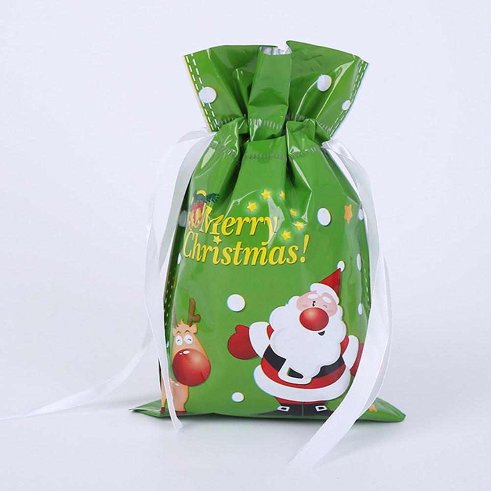 12Pcs Gift Christmas Plastic Drawstring C Y Wrapping Drawstring Bags Bags Xmas Gift Containers Storage Pouches