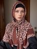 New Soft Pleated Cotton Scarf Leopard Print Hijab Islamic Solid Headscarf Crinkle Hijab Foulard Femme Musulman Wrap Bandana