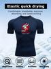 Men's Black Jiu Jitsu Print Compression T-Shirt, Quick Dry Breathable Athletic Workout Top