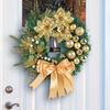 Christmas Wreath for Front Door with Gold Xmas Ball Flowers Hanging Decoration