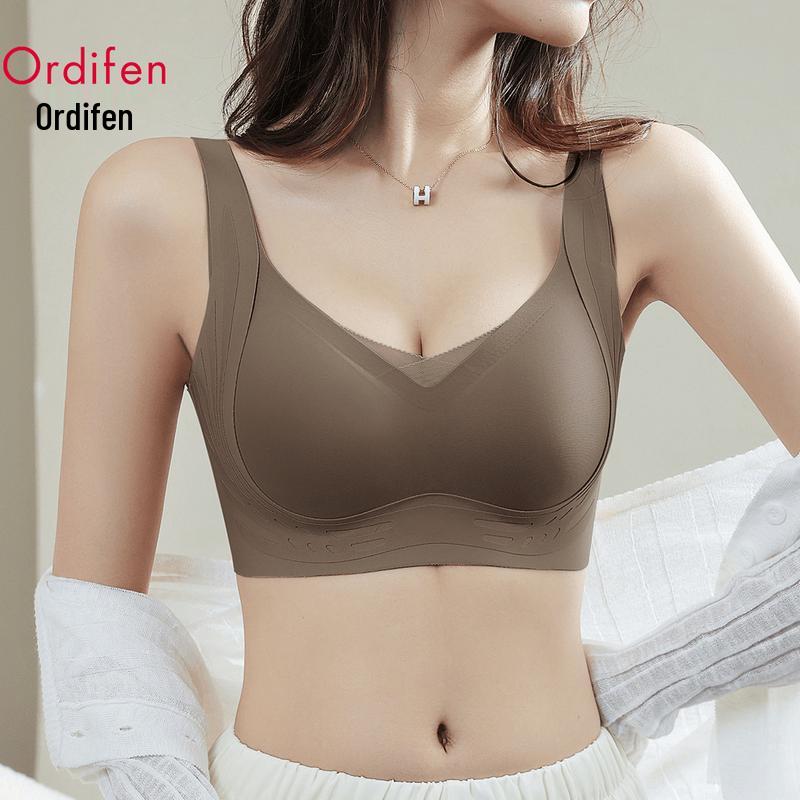 Oudifen Wireless Lace Lift-Up Push-Up Bra 90B (XXL)