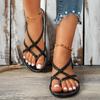 2024 Rome Style Women Casual Sandals Women Open Toe Flat Sandals Summer Cross-belt Shoes Women Narrow Flat Beach Sandals