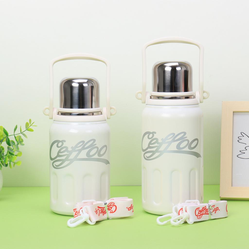 Water Bottle Portable Cola Pot 101 Stainless Steel Thermos Cup Large Capacity Sports Kettle with Rope Bouncing Pot