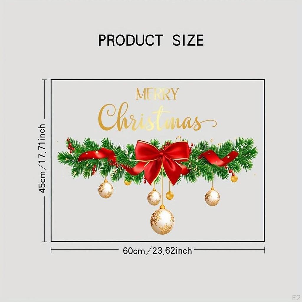 Christmas Wreath Decals Window Sticker Easy to Removal Celebration Wall Clings for Bar